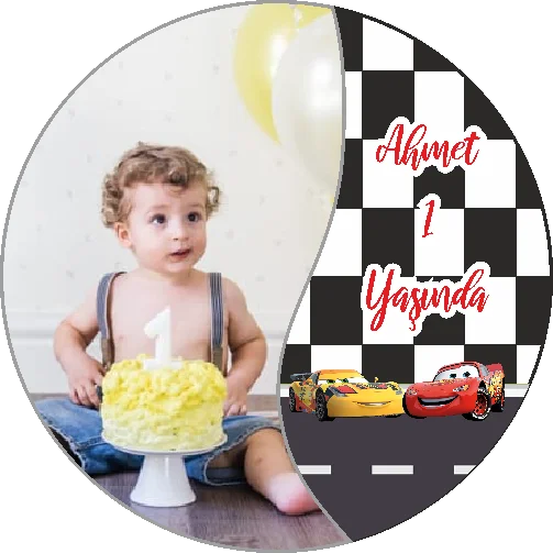 Şimşek Mcqueen Temalı Yuvarlak Açacak Magneti